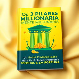 A modern and captivating book cover design for 'Os 3 Pilares da Mente Milionária: Um Guia Prático para Transformar Sonhos em Fortuna'