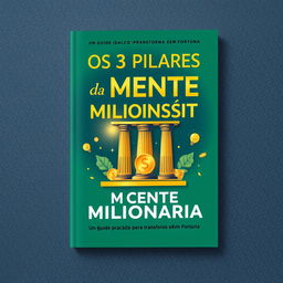 A modern and editable Canva book cover design for 'Os 3 Pilares da Mente Milionária: Um Guia Prático para Transformar Sonhos em Fortuna'