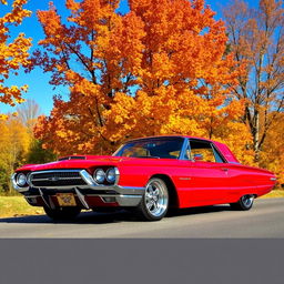 A stunning 1966 Ford Thunderbird, transformed into a widebody design, showcasing its sleek lines and elegant curves