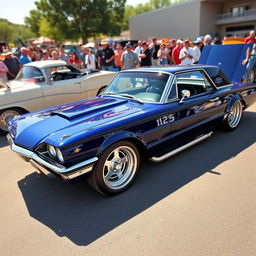 A striking 1966 Ford Thunderbird, expertly designed as a hotrod with a widebody stance, exuding an aura of power and style