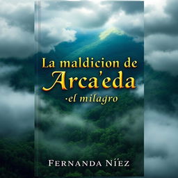 A beautiful book cover featuring an aerial view of a dense, mystical forest under cloudy skies