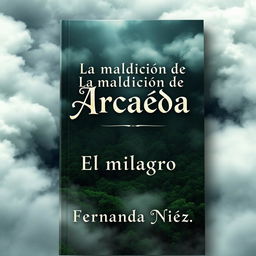 A mesmerizing book cover that features a rich, dense forest viewed from above, surrounded by an atmospheric sky filled with thick, swirling clouds