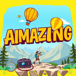 A vibrant and eye-catching YouTube thumbnail featuring a bold title in large, striking font that reads 'Amazing Adventures'