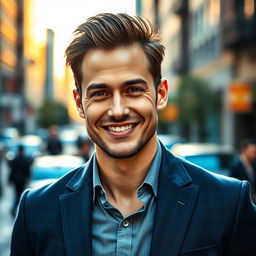 A portrait of the Canadian actor Alex Ivanovici, showcasing his charismatic smile and distinctive features