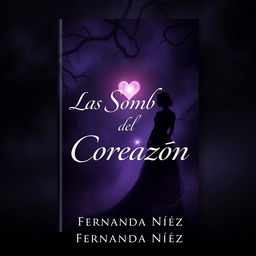 A creative book cover for a novel titled 'Las Sombras del Corazón' by author Fernanda Núñez