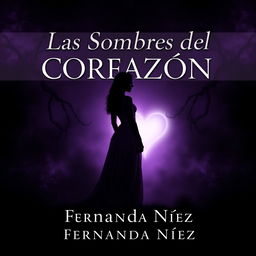 A creative book cover for a novel titled 'Las Sombras del Corazón' by author Fernanda Núñez