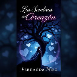 A creative book cover for a novel titled 'Las Sombras del Corazón' by author Fernanda Núñez