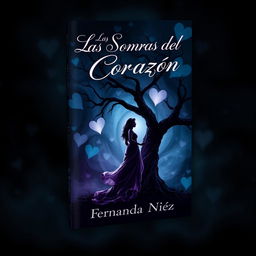 A creative book cover for a novel titled 'Las Sombras del Corazón' by author Fernanda Núñez