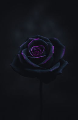 An abstract wallpaper featuring a moderately sized iron rose at the center, colored black with purple edges on the petals