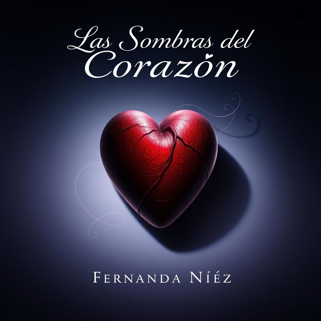 A striking book cover for a novel titled 'Las Sombras del Corazón' by author Fernanda Núñez