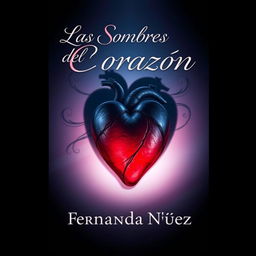 A striking book cover for a novel titled 'Las Sombras del Corazón' by author Fernanda Núñez