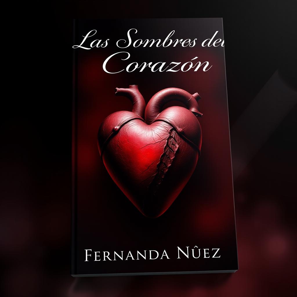 An elegant book cover for a novel titled 'Las Sombras del Corazón' by author Fernanda Núñez