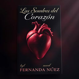 An elegant book cover for a novel titled 'Las Sombras del Corazón' by author Fernanda Núñez