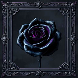 An abstract wallpaper featuring a prominent large iron rose at the center, in black with purple edges on the petals