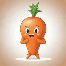 An adorable chibi-style carrot character, boasting exaggerated, comic muscles and a confident expression