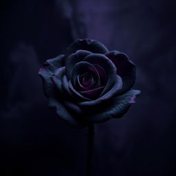 An abstract wallpaper featuring a not-so-small iron rose at the center, predominantly black with petal edges in a rich purple