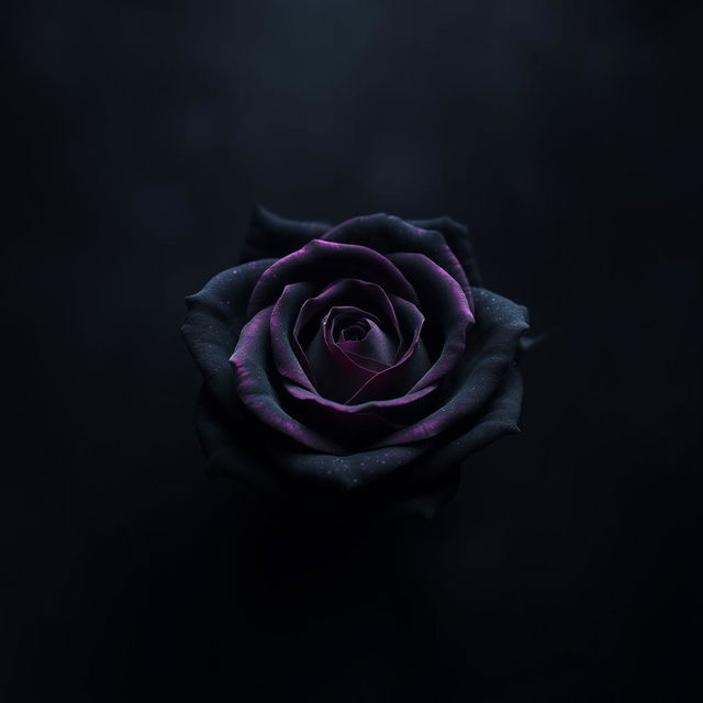 An abstract wallpaper featuring a not-so-small iron rose at the center, predominantly black with petal edges in a rich purple