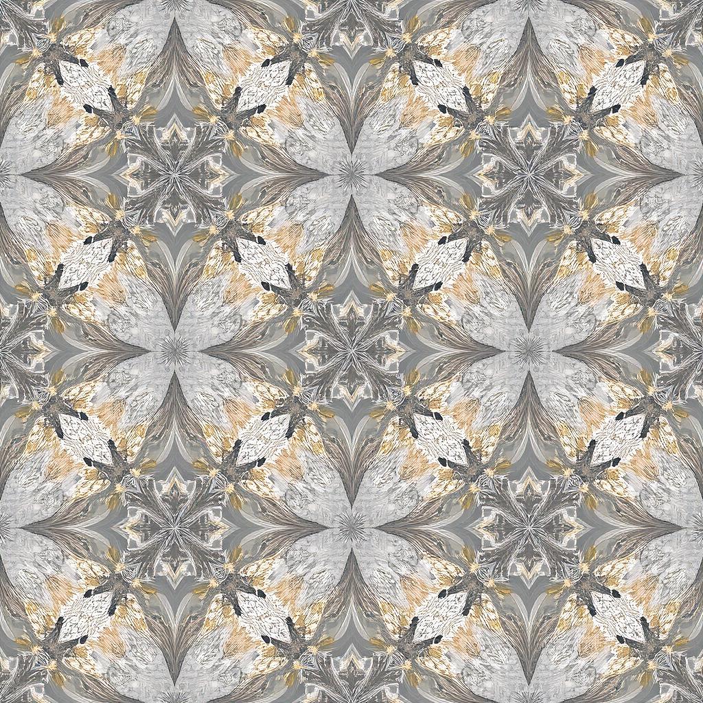 An abstract wallpaper design featuring a blend of light gray and metallic tones, showcasing intricate patterns and textures that create a sophisticated and modern aesthetic