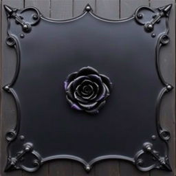 A dark steel plaque featuring elegantly forged edges at each corner, inspired by European design