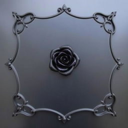 A dark steel plaque featuring elegantly forged edges at each corner, inspired by European design