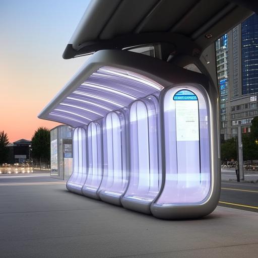 A futuristic, highly advanced and supremely beautiful bus stop.