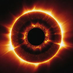 A dramatic representation of human eyes unleashing a spectacular solar flare, resonating immense energy and power.