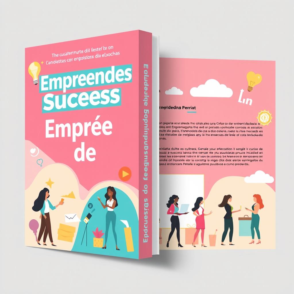 A modern and editable Canva book cover design for 'Empreendedoras de Sucesso'