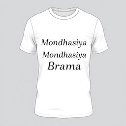 A simple and elegant t-shirt design featuring the text "Mondhasiya Brama" prominently displayed