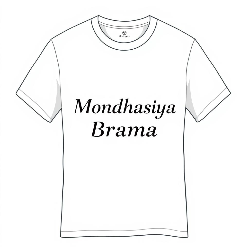 A simple and elegant t-shirt design featuring the text "Mondhasiya Brama" prominently displayed