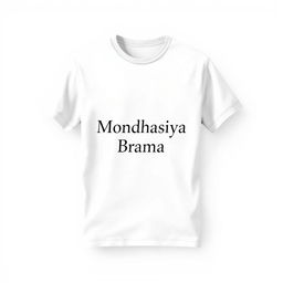 A simple and elegant t-shirt design featuring the text "Mondhasiya Brama" prominently displayed