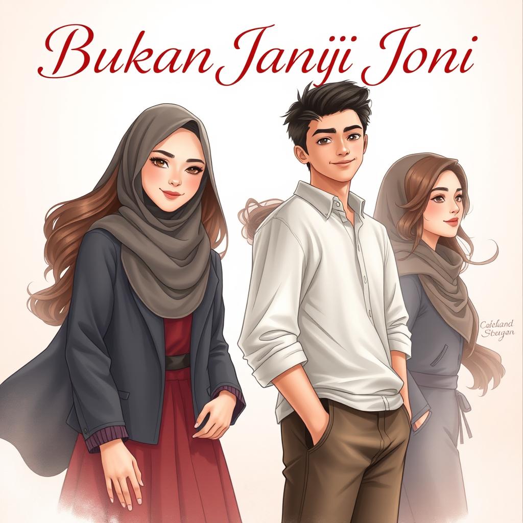 A captivating book cover illustration for 'Bukan Janji Joni'