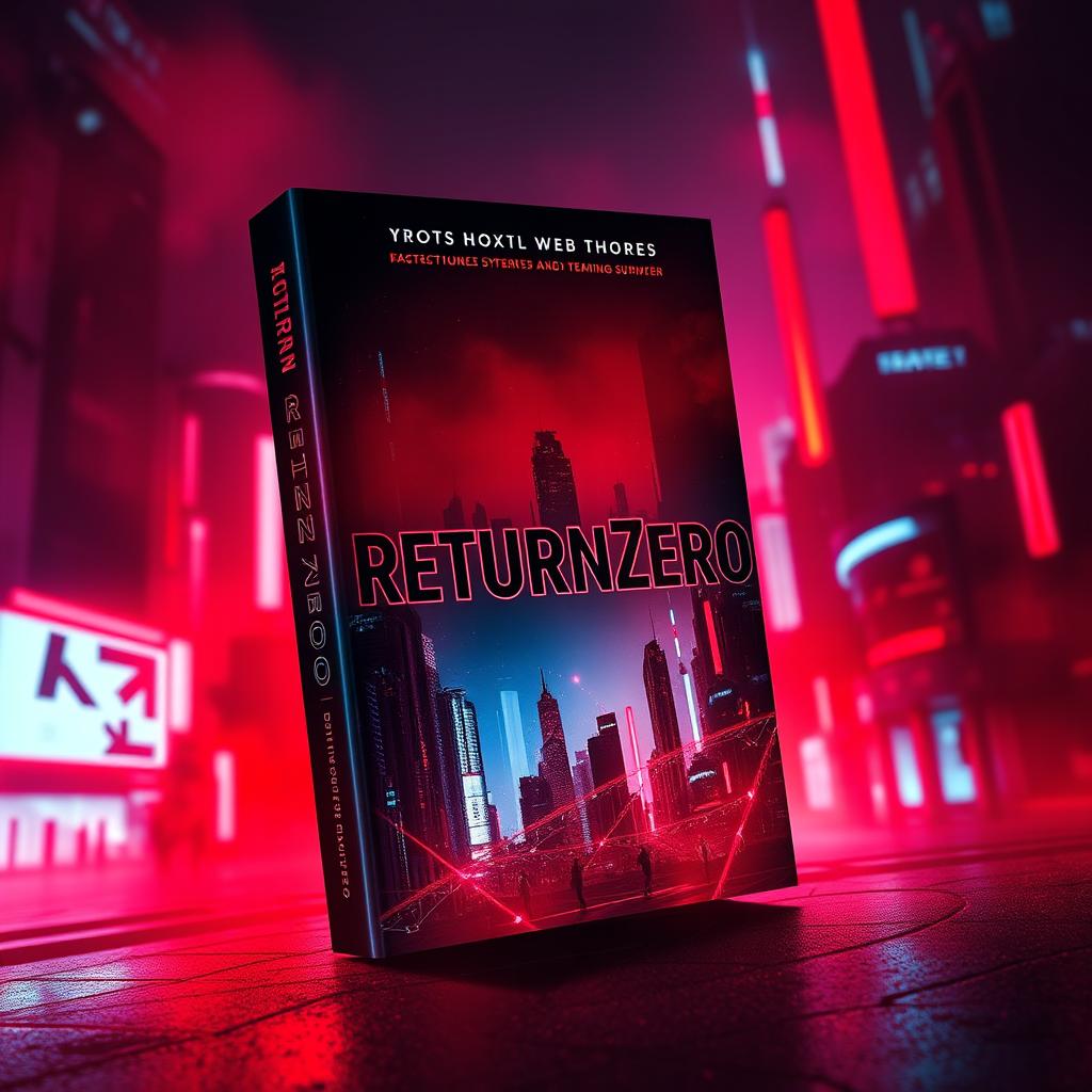 A captivating book cover design for a web novel titled 'ReturnZero', set in a cyberpunk dystopian environment