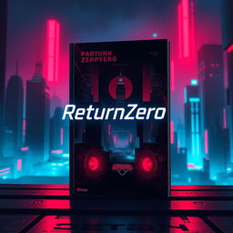 A captivating book cover design for a web novel titled 'ReturnZero', set in a cyberpunk dystopian environment