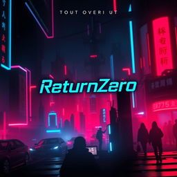 A captivating book cover design for a web novel titled 'ReturnZero', set in a cyberpunk dystopian environment