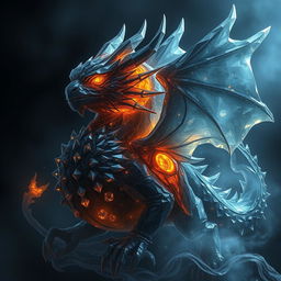 Kar'thul is depicted as a majestic being composed of dark and shimmering crystals, resembling a dragon in form