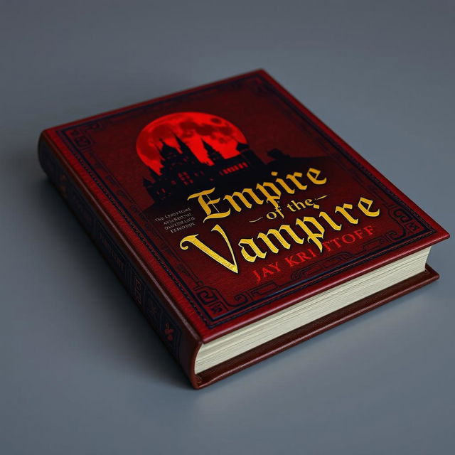 A stunning leather-bound book cover design for 'Empire of the Vampire' by Jay Kristoff