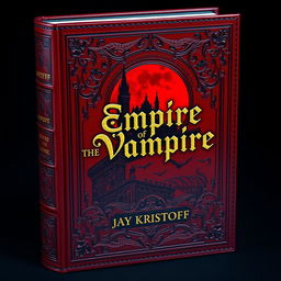 A stunning leather-bound book cover design for 'Empire of the Vampire' by Jay Kristoff