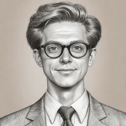 An artistic rendition of Milo Mannheim, a character defined by his distinctive features. Sketch him embodying the unique aspects of his personality, bringing him to life in a creative drawing style.