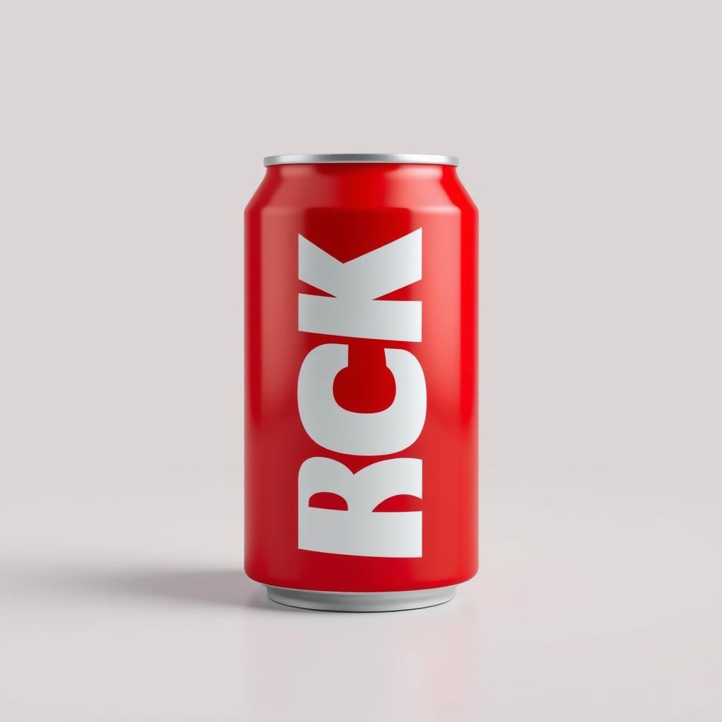 A full view of a 2D red soda can featuring bold white letters spelling "KICK" prominently displayed on the front