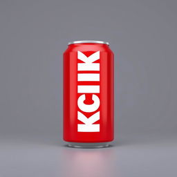 A full view of a 2D red soda can featuring bold white letters spelling "KICK" prominently displayed on the front