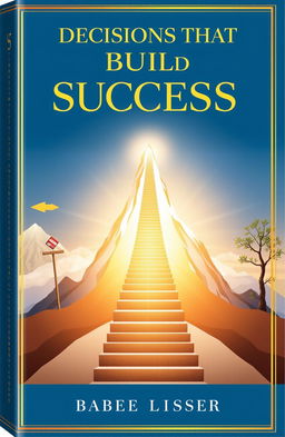 An elegant and motivational book cover representing the concept of 'Decisions that Build Success'