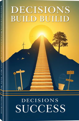 An elegant and motivational book cover representing the concept of 'Decisions that Build Success'