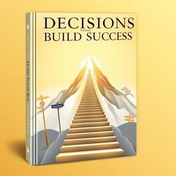 An elegant and motivational book cover representing the concept of 'Decisions that Build Success'