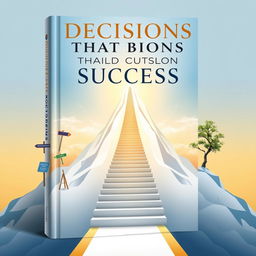 An elegant and motivational book cover representing the concept of 'Decisions that Build Success'