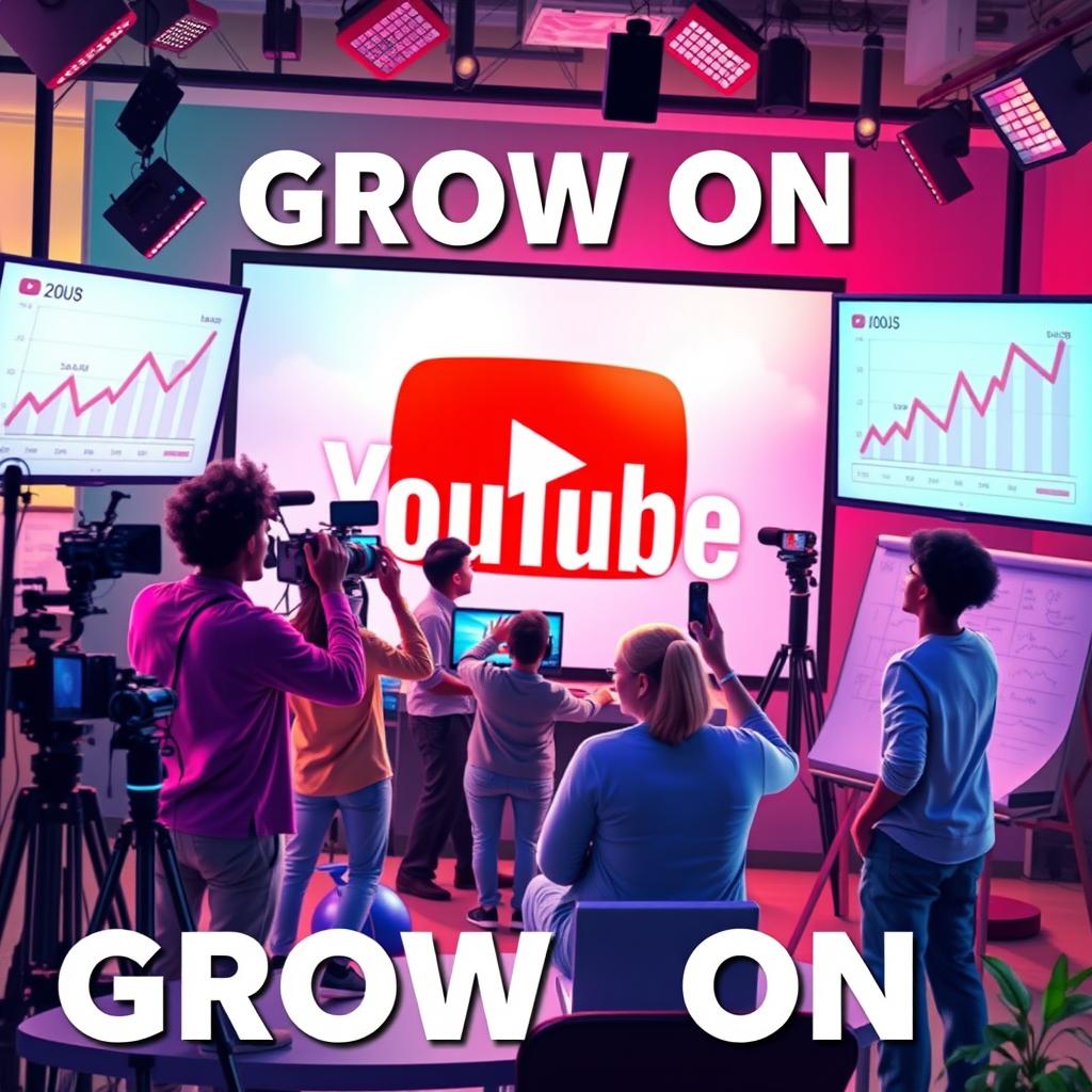 A creative and engaging image illustrating the concept of growing on YouTube