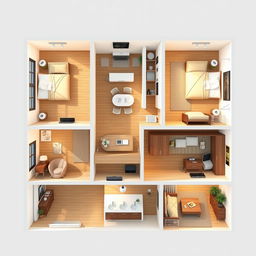 A detailed design for a three-story apartment measuring 4 meters wide and 13 meters long