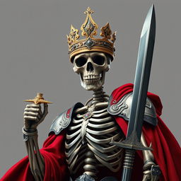 A hyper-realistic full view illustration of an armored skeleton, facing frontwards