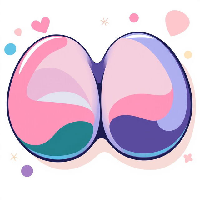 A stylized depiction of a pair of artistic, abstract breasts, formed by smooth curves and soft lines