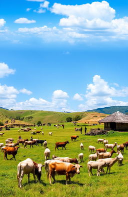 A scenic view of the Napan TTU region, showcasing vibrant agricultural landscapes and livestock grazing in the foreground