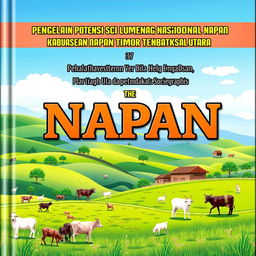 A visually appealing book cover featuring the title 'Pengelolaan Potensi Lumbung Ternak Nasional pada Kawasan Perbatasan Napan, Kabupaten Timor Tengah Utara dengan Pendekatan Sociogeografis'